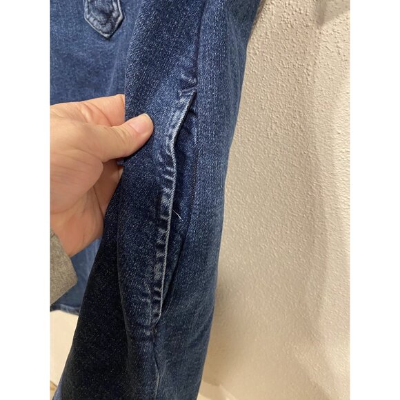 Pilcro Westley Denim Shirt Dress Womens XSP Blue Short Sleeve Collared Pockets - Picture 4 of 5